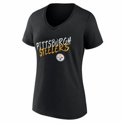 Pittsburgh Steelers Women's Hustle V-Neck T-Shirt Black