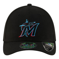 Miami Marlins New Era Player Replica 39THIRTY M-Crown Flex Hat - Black Hats