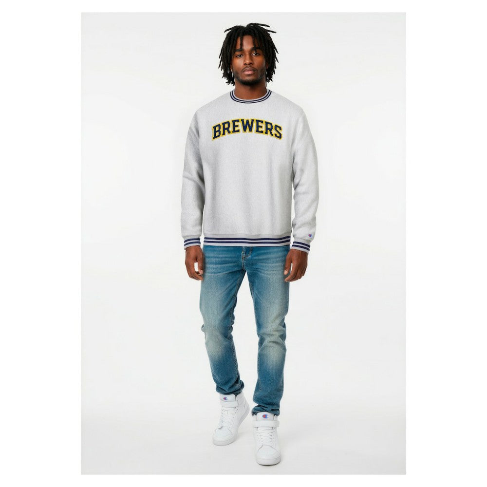 Milwaukee Brewers Champion Reverse Weave Sweatshirt - Heather Gray Sweatshirts