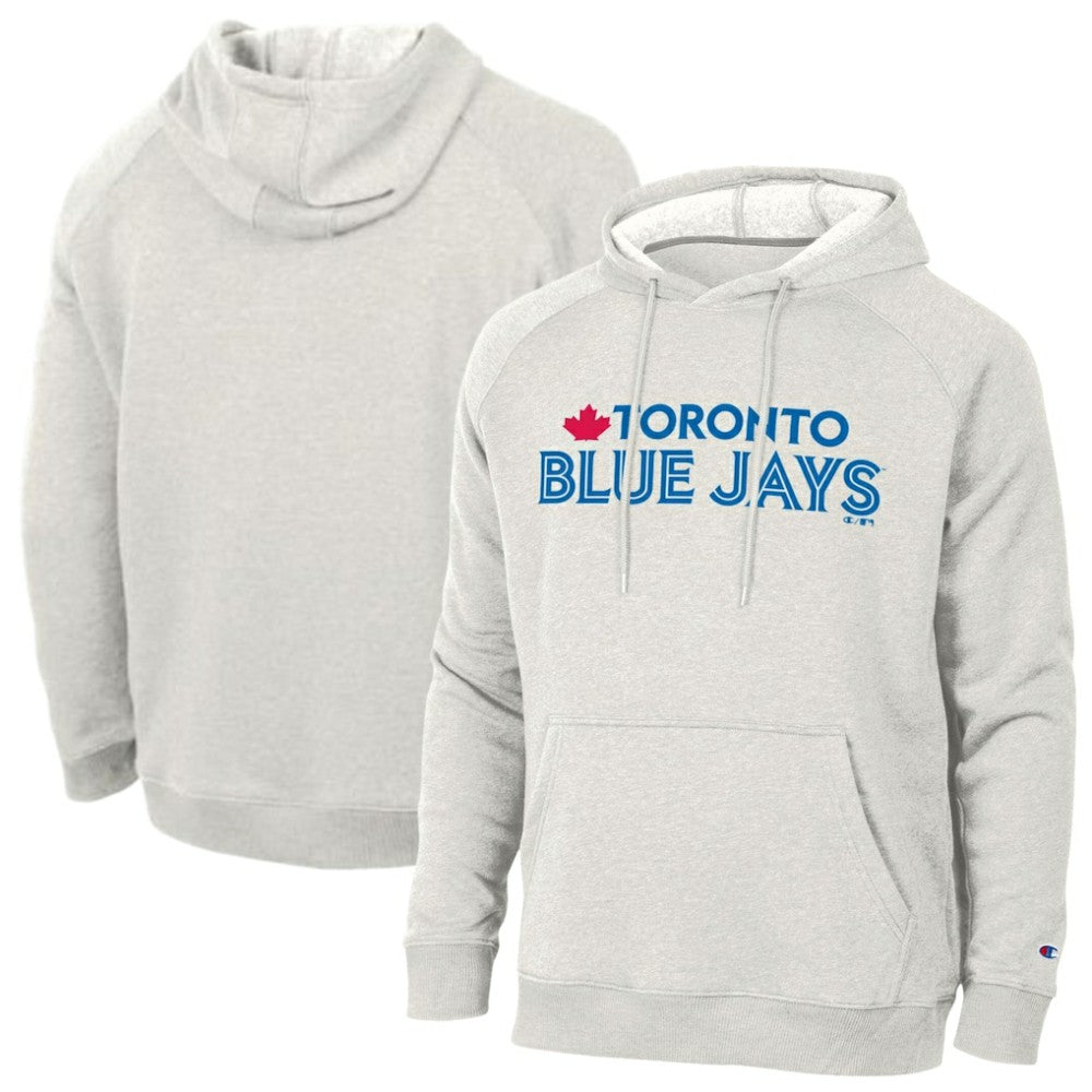 Toronto Blue Jays Champion Triumph Tri-Blend Raglan Hoodie - Heathered Core Ultra Light Grey Hoodies