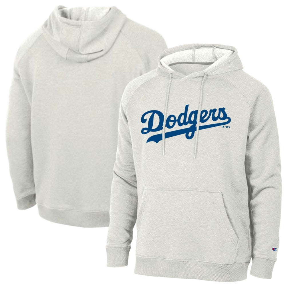 Los Angeles Dodgers Champion Triumph Tri-Blend Raglan Hoodie - Heathered Core Ultra Light Grey Hoodies
