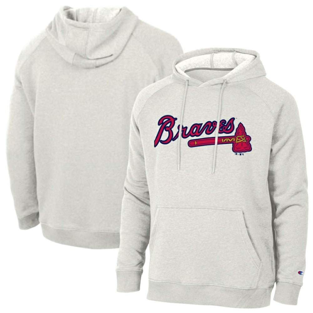Atlanta Braves Champion Triumph Tri-Blend Raglan Hoodie - Heathered Core Ultra Light Grey Hoodies