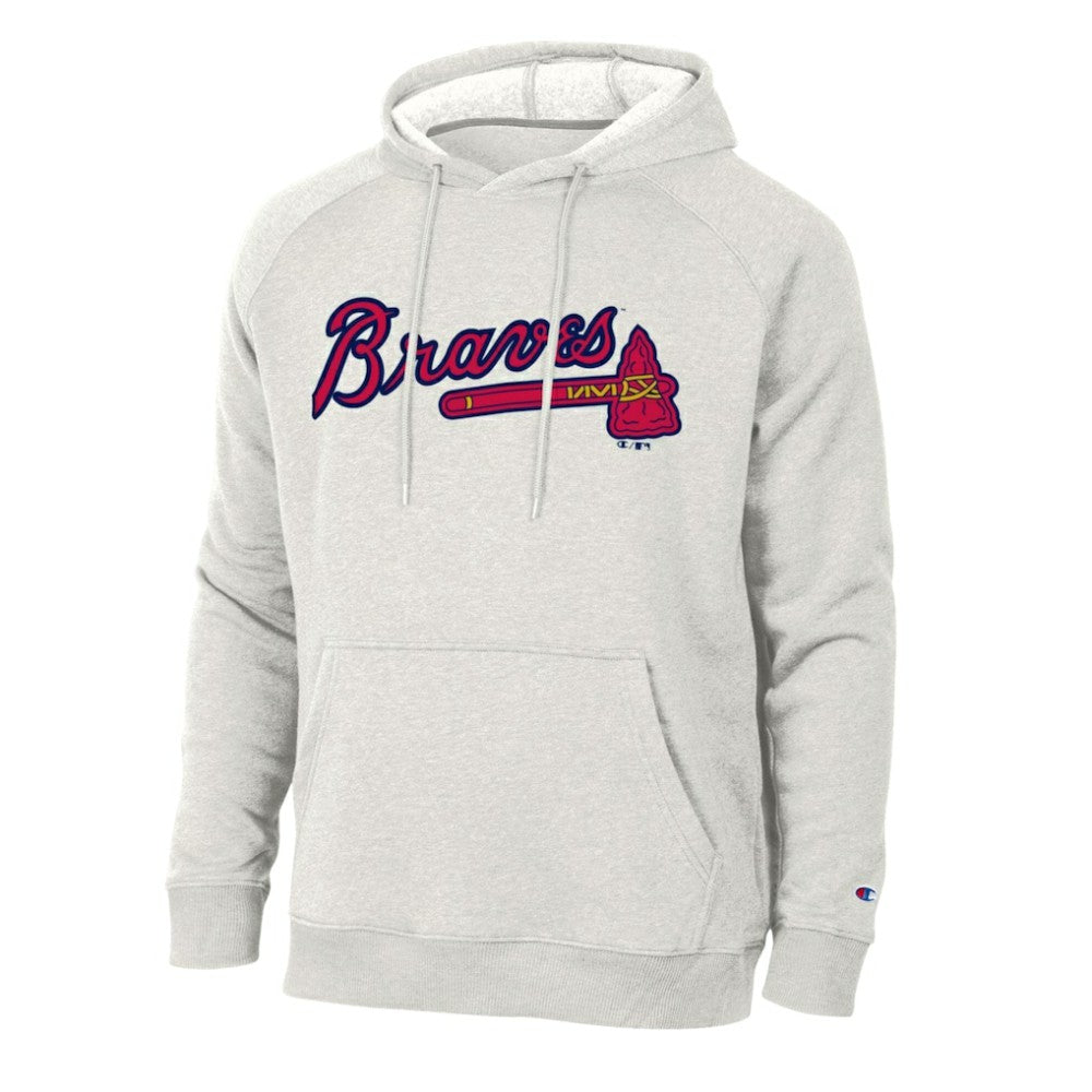 Atlanta Braves Champion Triumph Tri-Blend Raglan Hoodie - Heathered Core Ultra Light Grey Hoodies