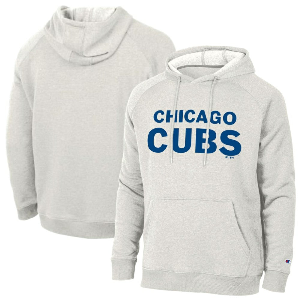 Chicago Cubs Champion Triumph Tri-Blend Raglan Hoodie - Heathered Core Ultra Light Grey Hoodies