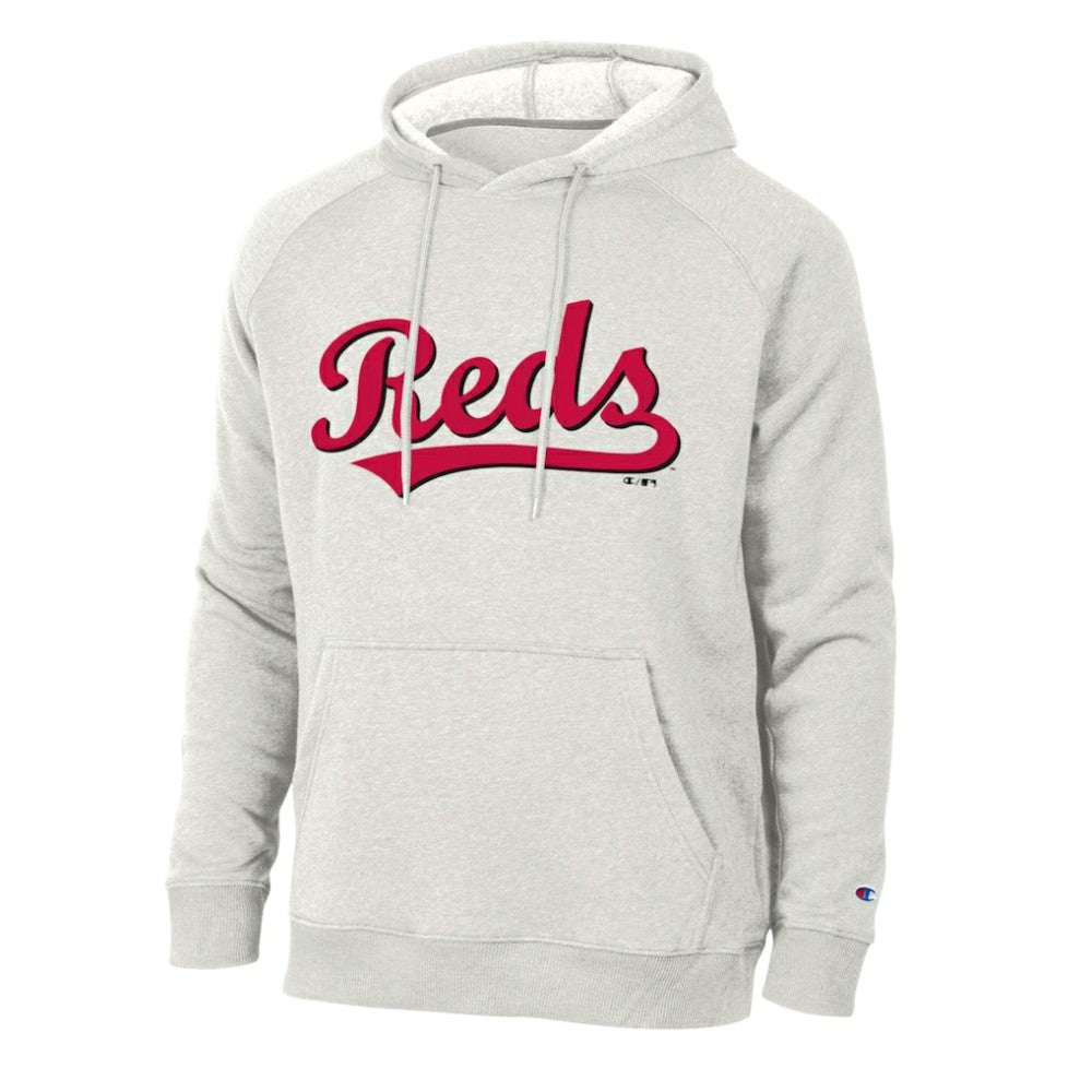 Cincinnati Reds Champion Triumph Tri-Blend Raglan Hoodie - Heathered Core Ultra Light Grey Hoodies