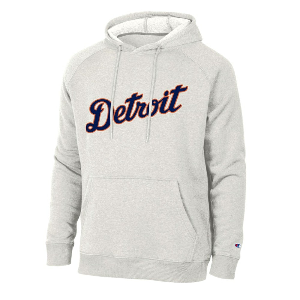 Detroit Tigers Champion Triumph Tri-Blend Raglan Hoodie - Heathered Core Ultra Light Grey Hoodies