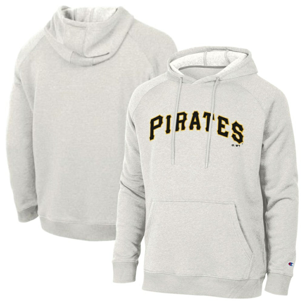 Pittsburgh Pirates Champion Triumph Tri-Blend Raglan Hoodie - Heathered Core Ultra Light Grey Hoodies
