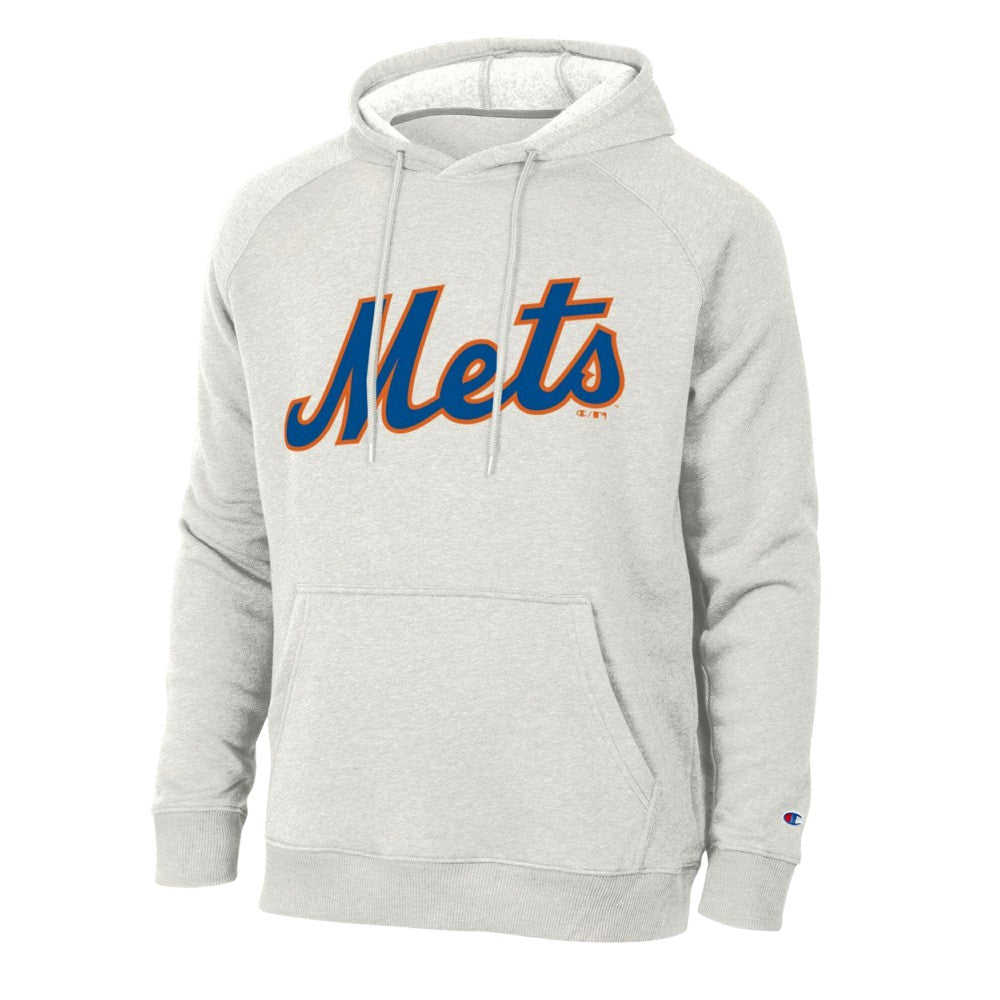 New York Mets Champion Triumph Tri-Blend Raglan Hoodie - Heathered Core Ultra Light Grey Hoodies