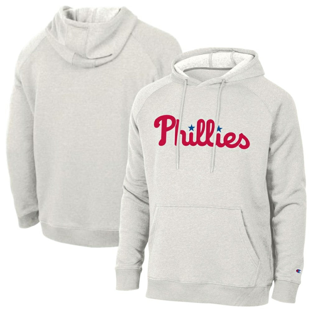 Philadelphia Phillies Champion Triumph Tri-Blend Raglan Hoodie - Heathered Core Ultra Light Grey Hoodies