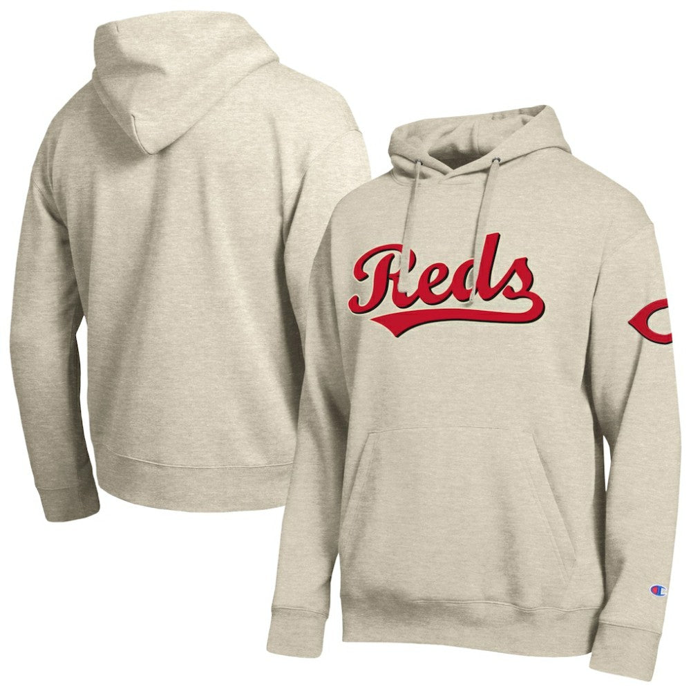 Cincinnati Reds Champion All Star Chenille Patch Hoodie - Oatmeal Hoodies