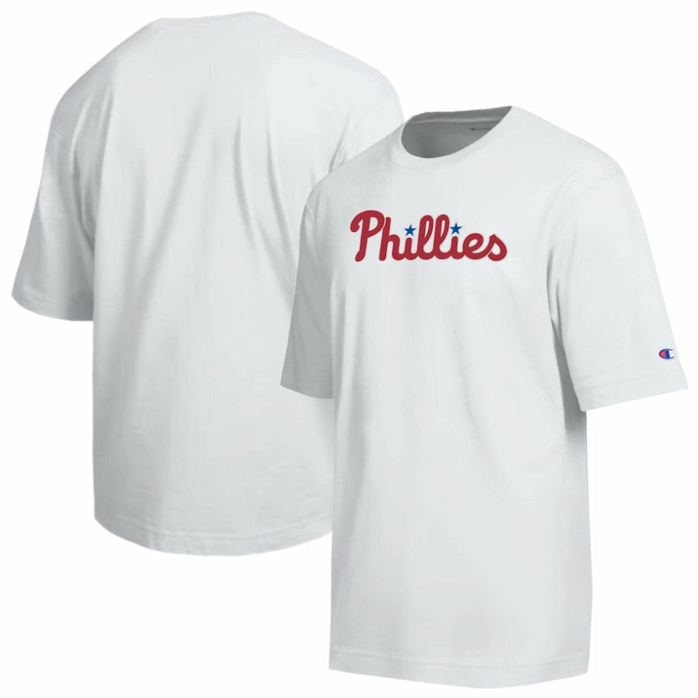 Philadelphia Phillies Champion All Star Arched Chenille Wordmark T-Shirt - White T-shirts