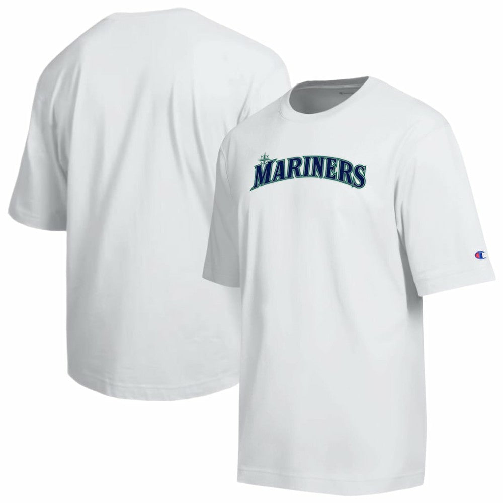 Seattle Mariners Champion All Star Arched Chenille Wordmark T-Shirt - White T-shirts