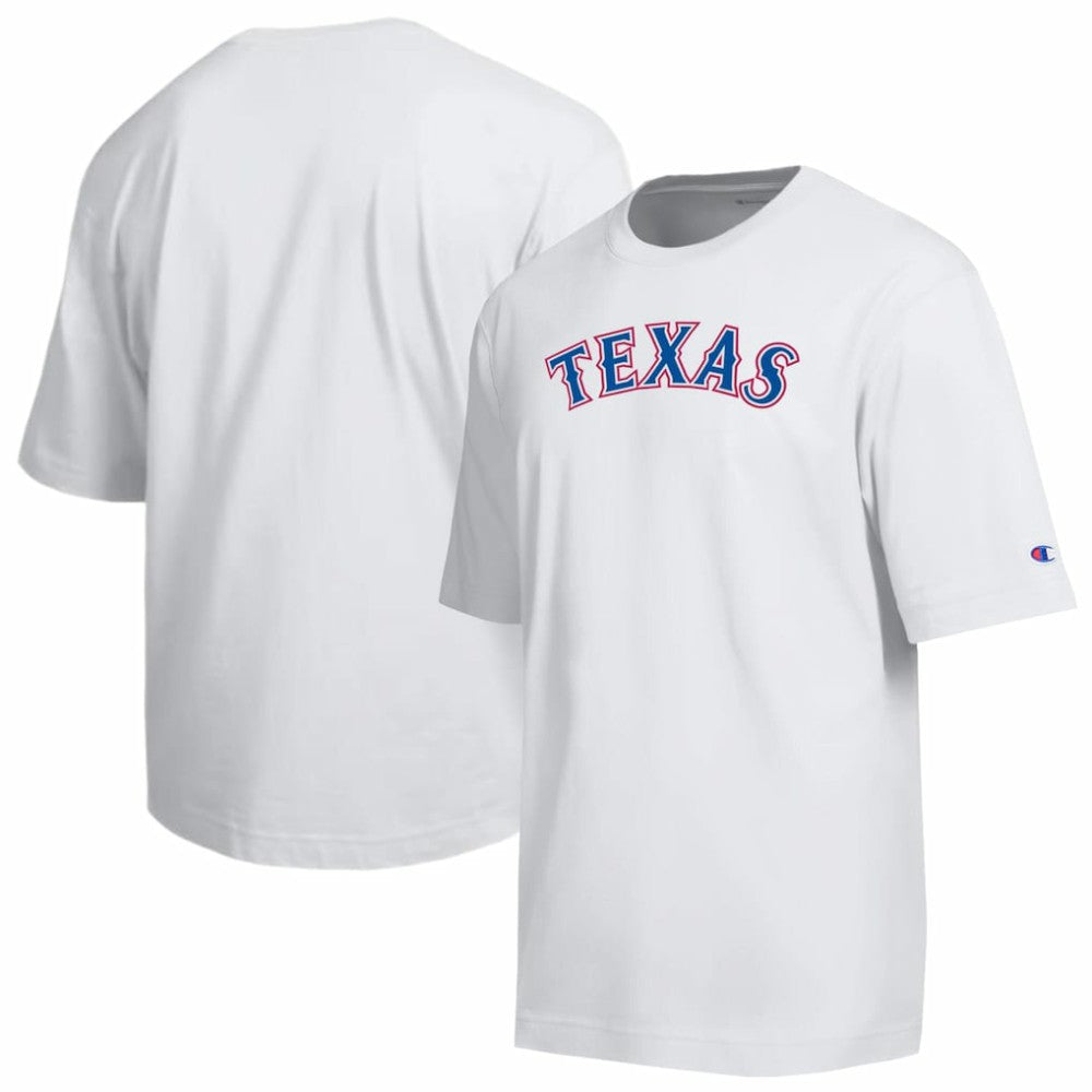 Texas Rangers Champion All Star Arched Chenille Wordmark T-Shirt - White T-shirts