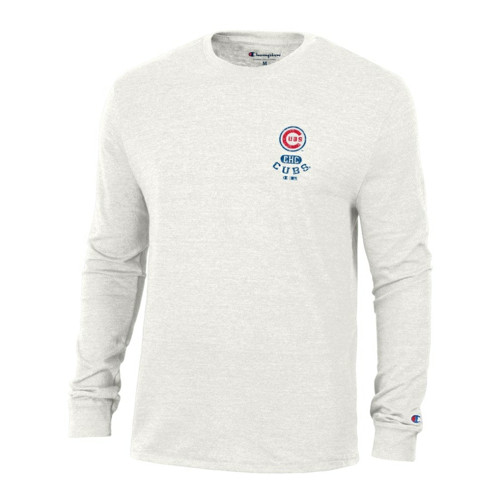 Chicago Cubs Champion Cooperstown Winning Tradition Tri-Blend Long Sleeve T-Shirt - White T-shirts