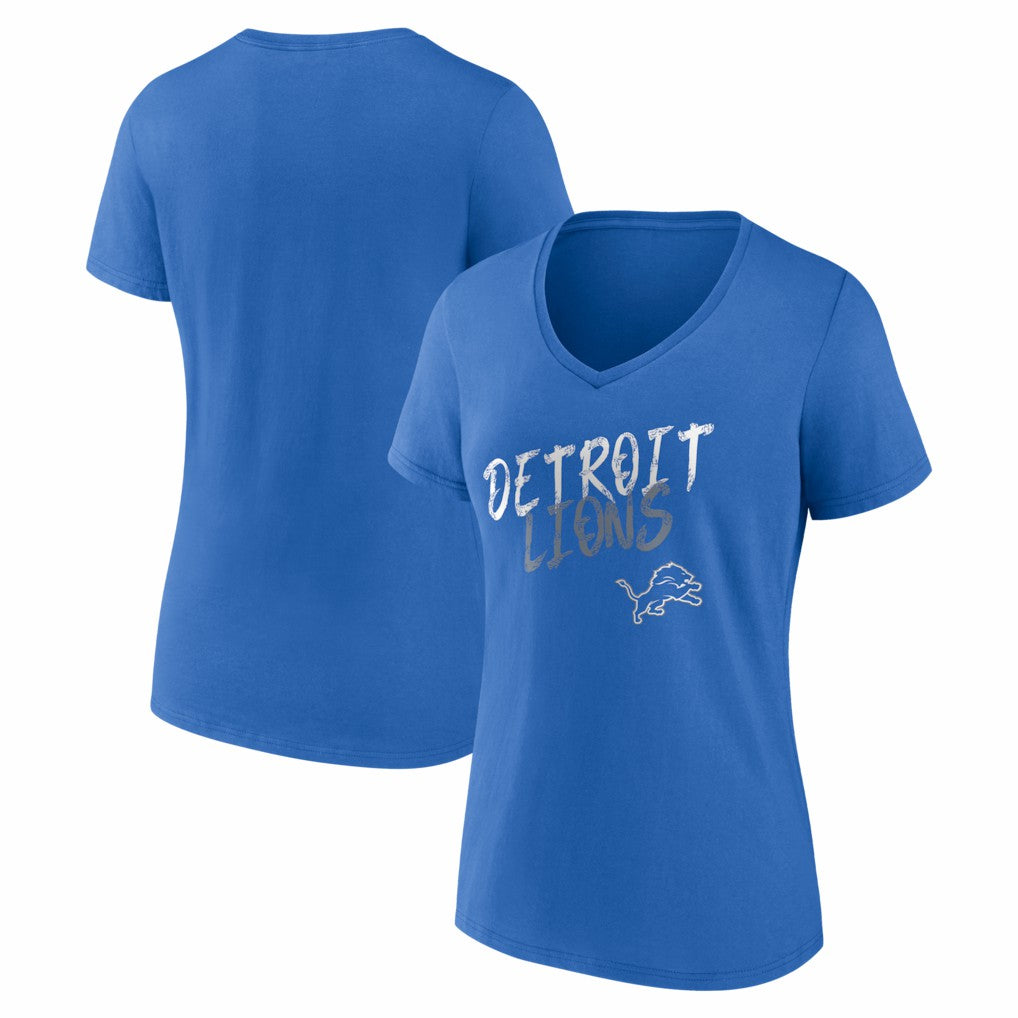 Detroit Lions Women's Hustle V-Neck T-Shirt Blue