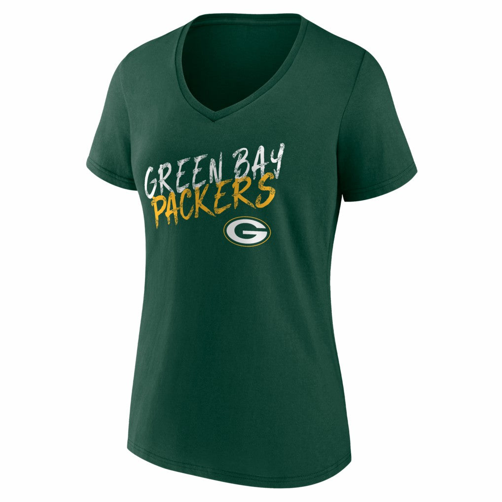 Green Bay Packers Women's Hustle V-Neck T-Shirt Green