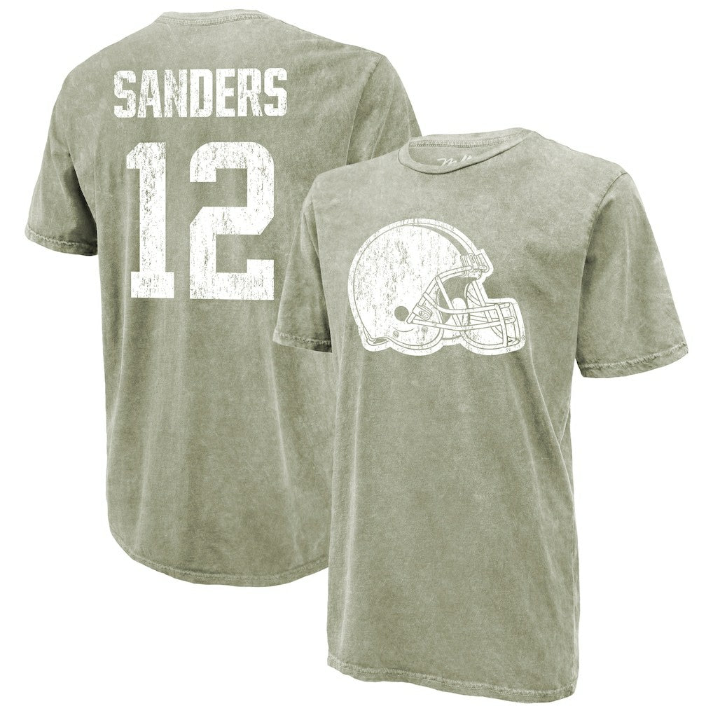 Shedeur Sanders Cleveland Browns Majestic Threads Mineral Wash Name & Number T-Shirt Moss Green