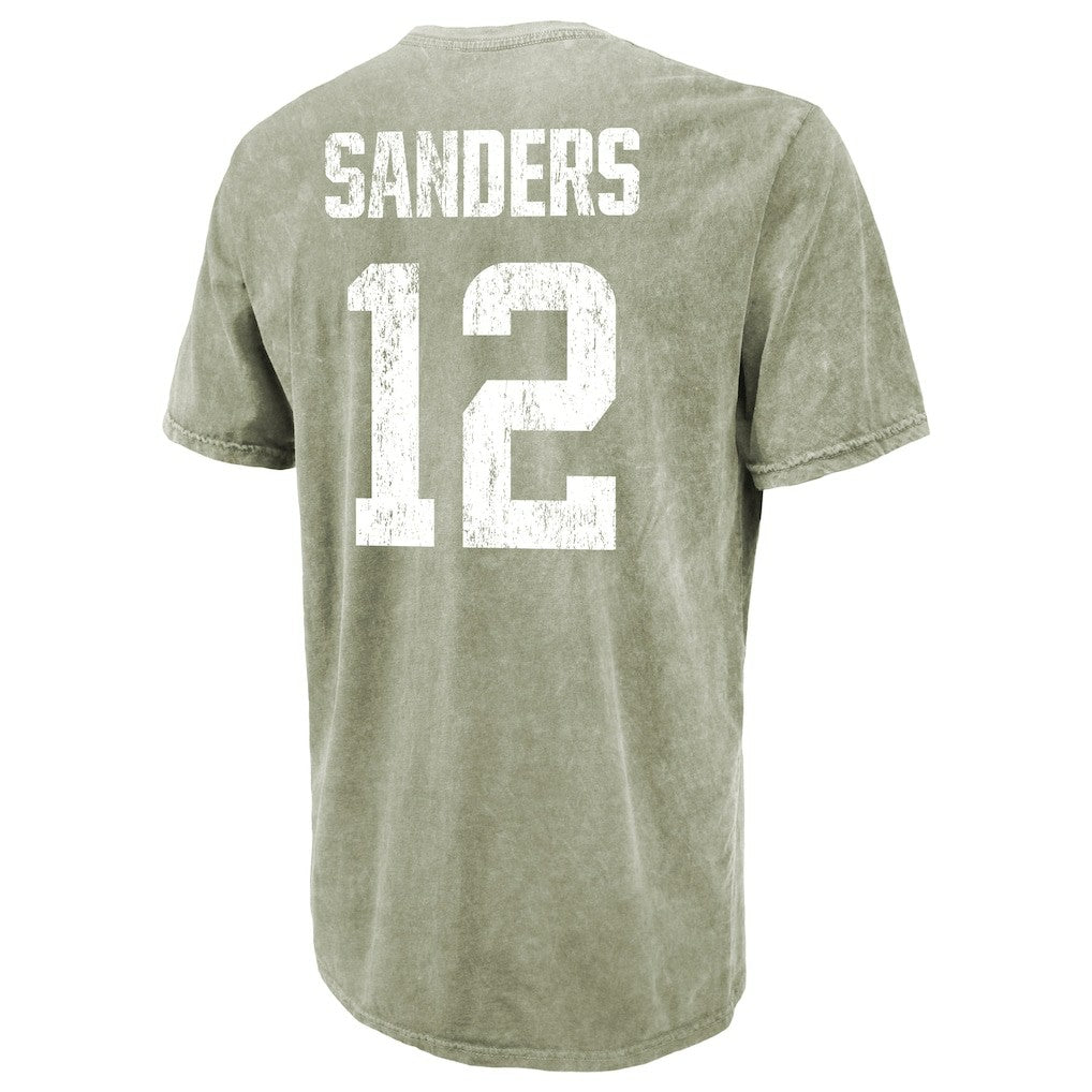 Shedeur Sanders Cleveland Browns Majestic Threads Mineral Wash Name & Number T-Shirt Moss Green