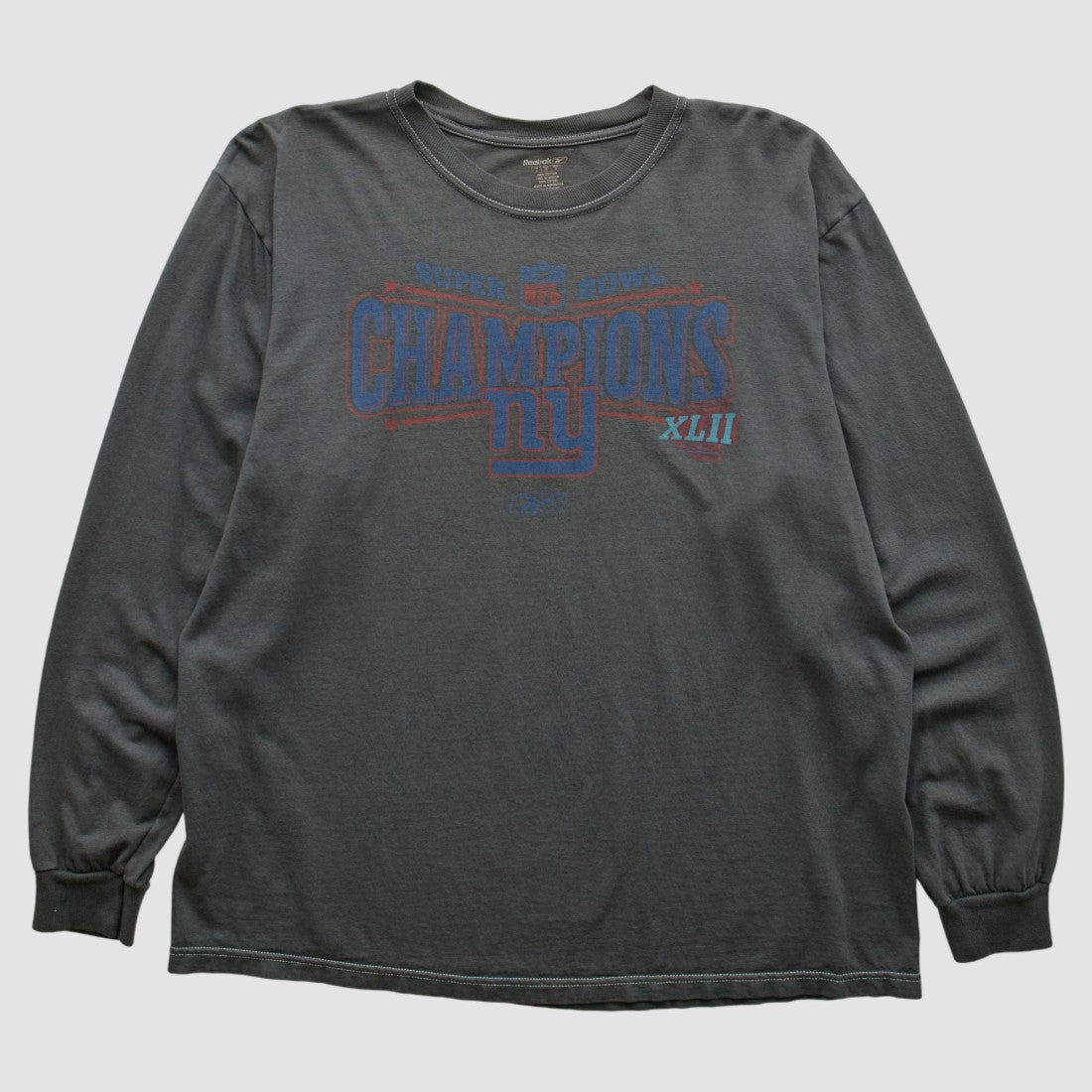 New York Giants Reebok 2008 Long Sleeve T-shirt Charcoal Vintage