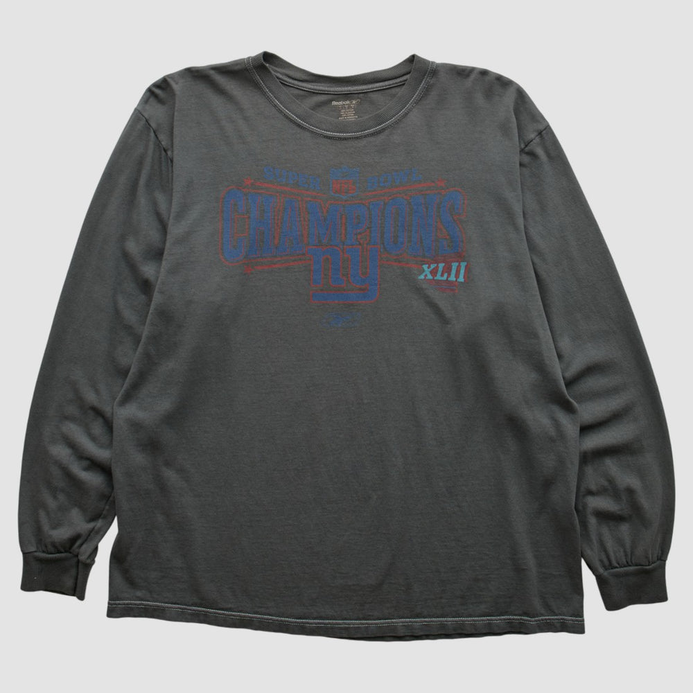 New York Giants Reebok 2008 Long Sleeve T-shirt Charcoal Vintage