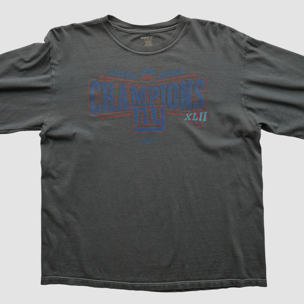 New York Giants Reebok 2008 Long Sleeve T-shirt Charcoal Vintage