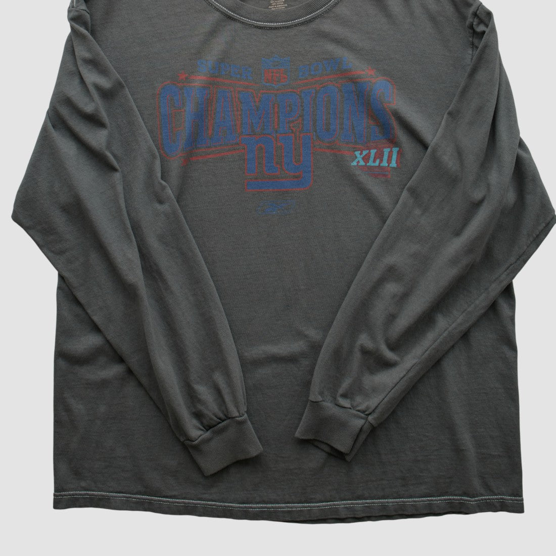 New York Giants Reebok 2008 Long Sleeve T-shirt Charcoal Vintage
