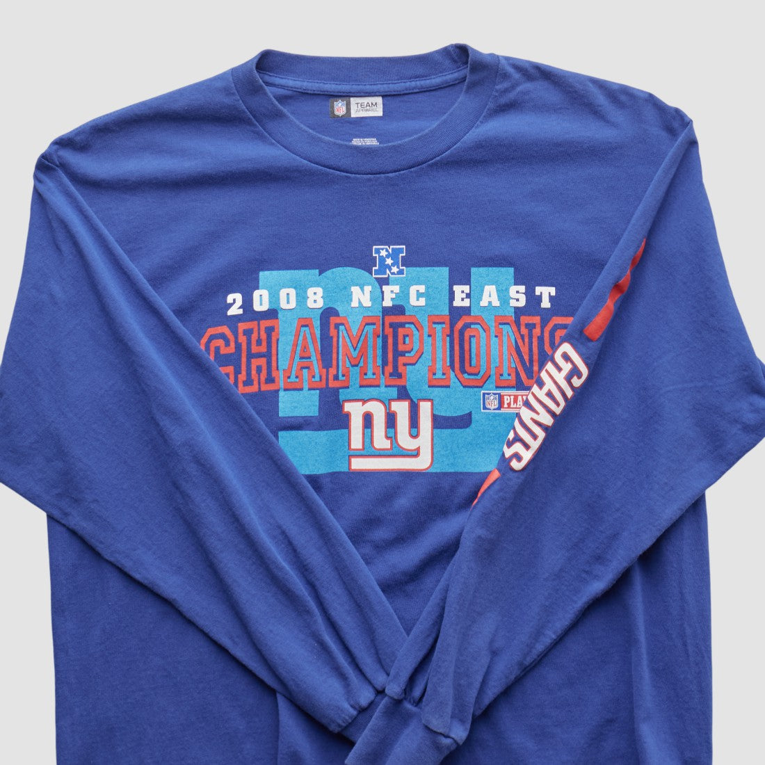 New York Giants NFL 2008 Long Sleeve T-shirt Blue Vintage