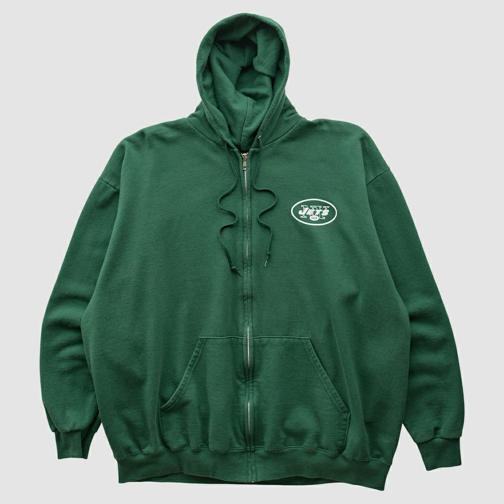 New York Jets NFL 2000s Hooded Full Zip Sweatshirt Green Vintage