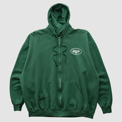 New York Jets NFL 2000s Hooded Full Zip Sweatshirt Green Vintage