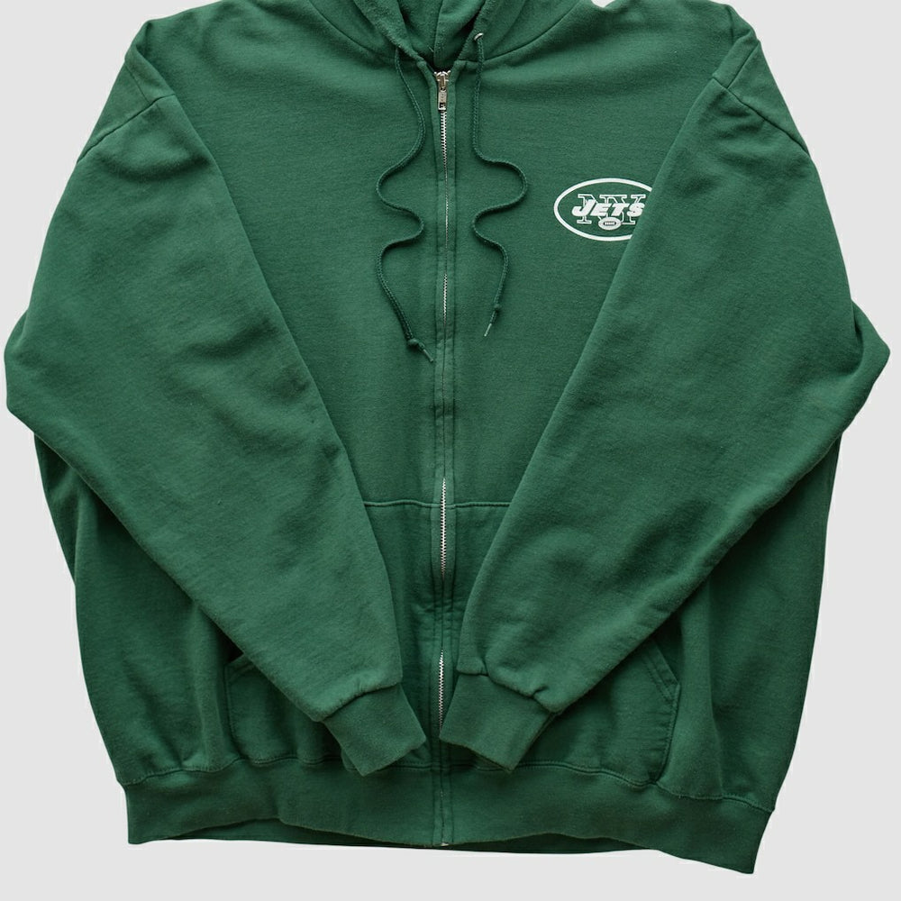 New York Jets NFL 2000s Hooded Full Zip Sweatshirt Green Vintage