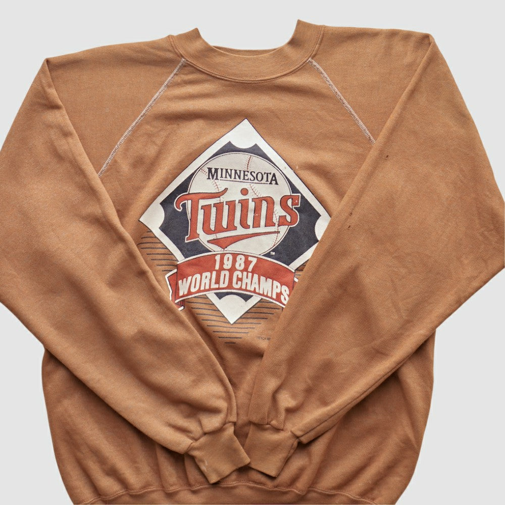 Minnesota Twins Trench 1987 Pullover Sweatshirt - Tan - XS by Fanatics Real Vintage Pullover