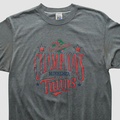 Minnesota Twins Logo 7 1987 T-shirt - Dark Heather Gray - S by Fanatics Real Vintage T-shirts