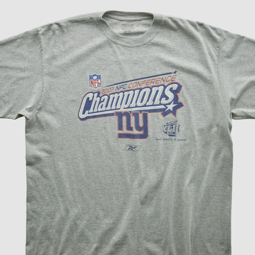 New York Giants Reebok 2007 T-shirt Heather Gray Vintage