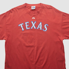 Texas Rangers Majestic 2000s T-shirt - Red - L by Fanatics Real Vintage T-shirts