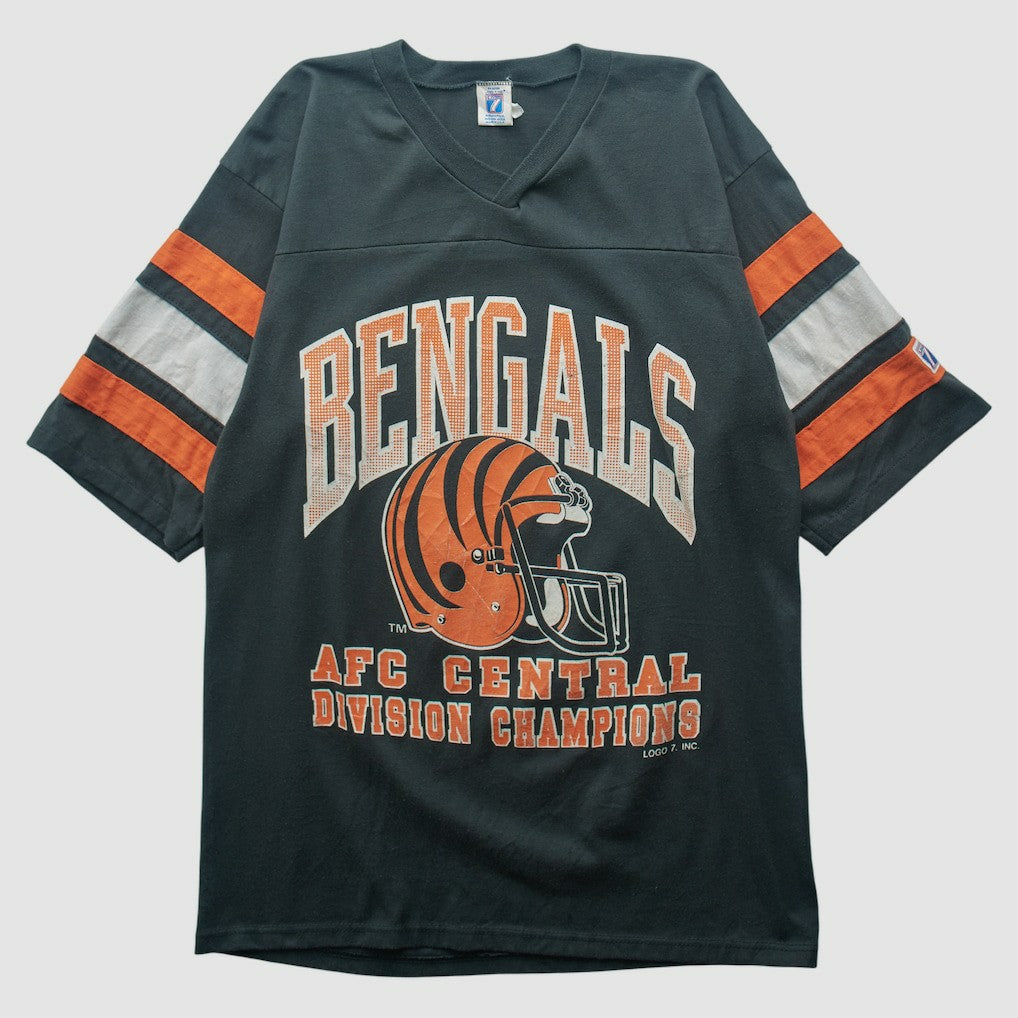 Cincinnati Bengals Logo 7 90s T-shirt Black Vintage