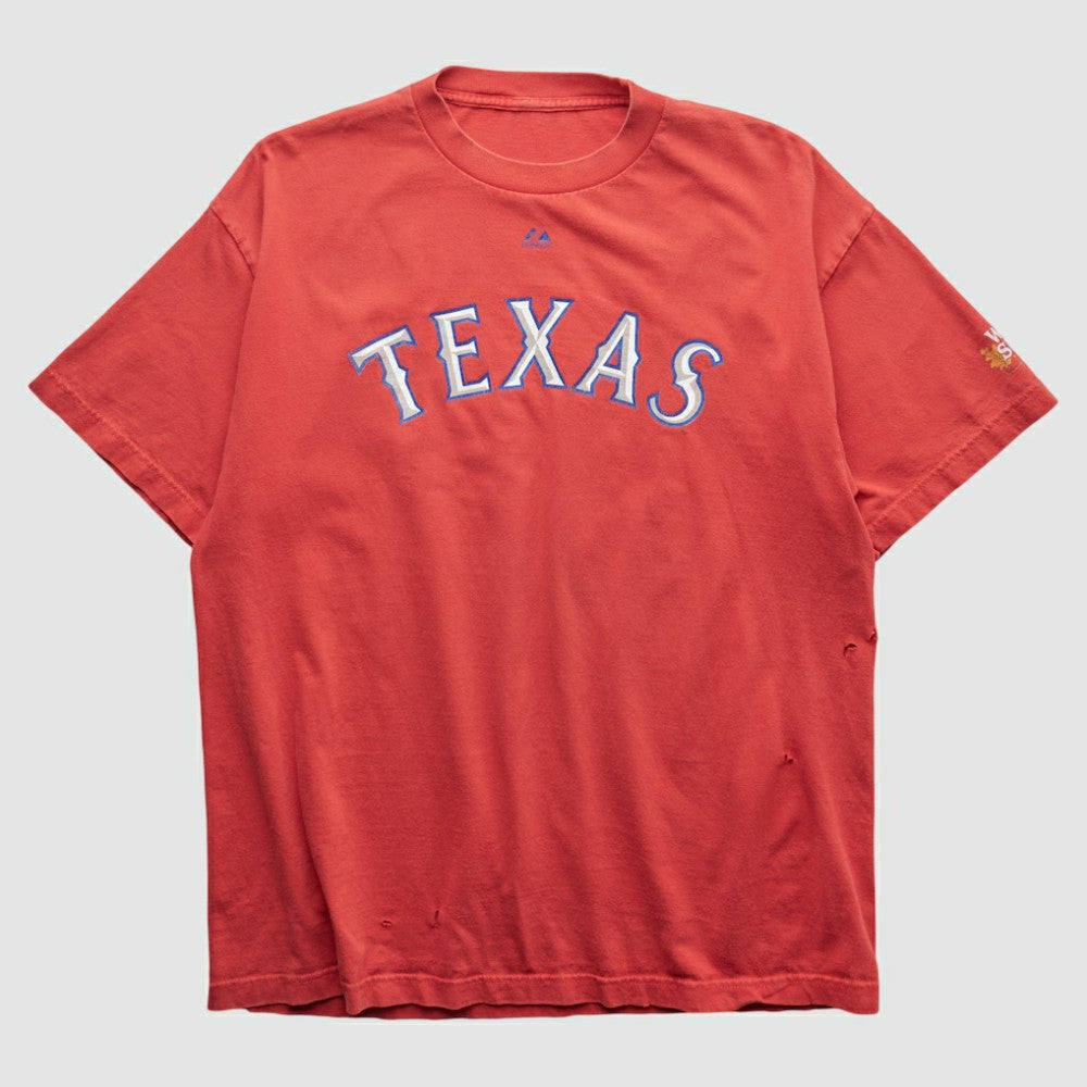 Texas Rangers Majestic 2000s T-shirt - Red - L by Fanatics Real Vintage T-shirts