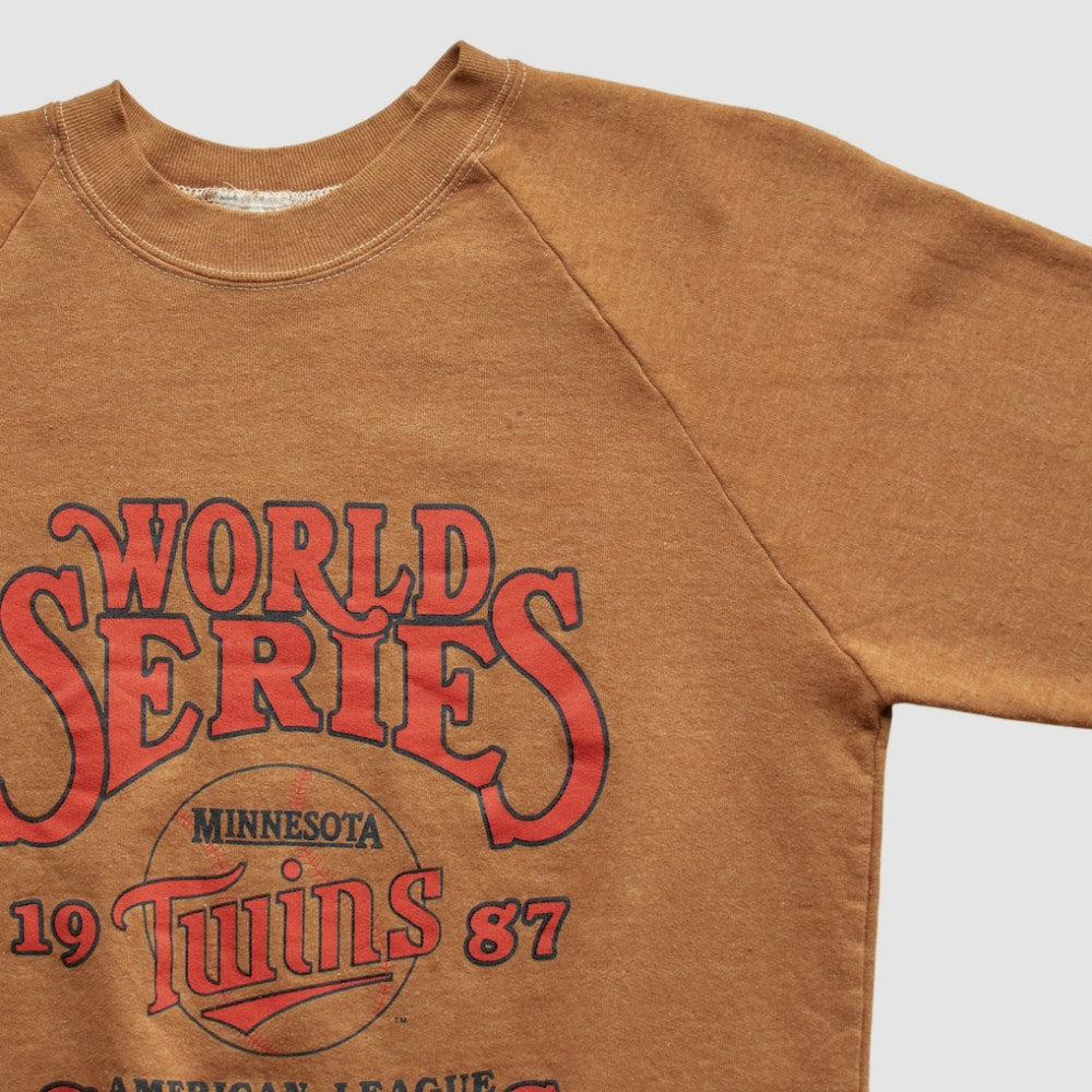 Minnesota Twins Fun Fleece 1987 Pullover Sweatshirt - Brown - XXS by Fanatics Real Vintage Pullover