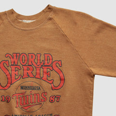 Minnesota Twins Fun Fleece 1987 Pullover Sweatshirt - Brown - XXS by Fanatics Real Vintage Pullover