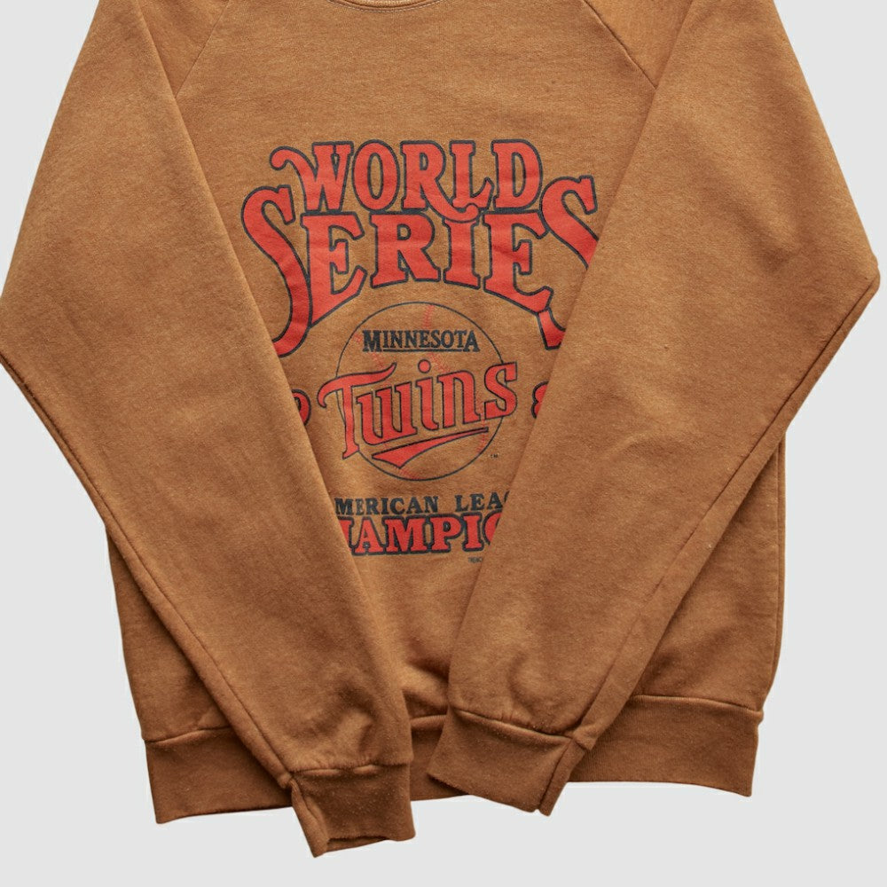 Minnesota Twins Fun Fleece 1987 Pullover Sweatshirt - Brown - XXS by Fanatics Real Vintage Pullover