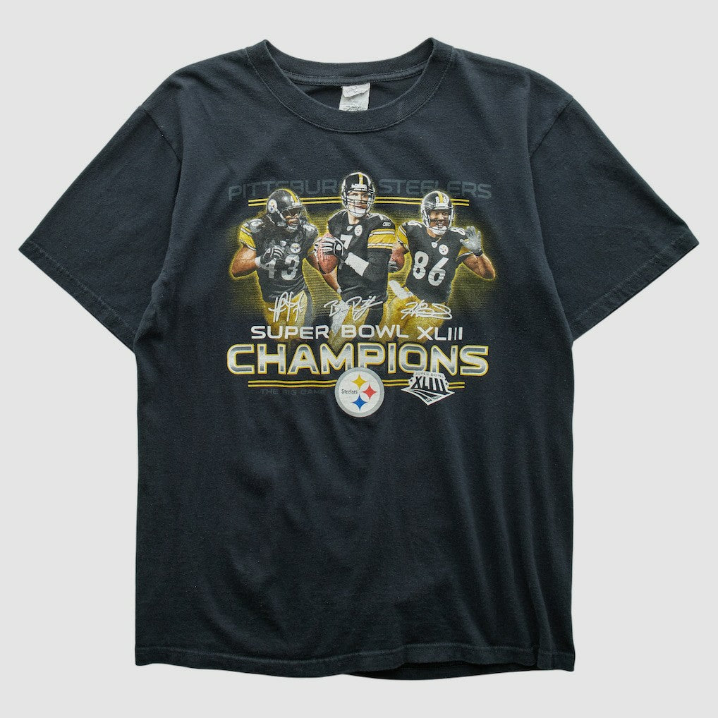 Pittsburgh Steelers Anvil 2009 T-shirt Black Vintage