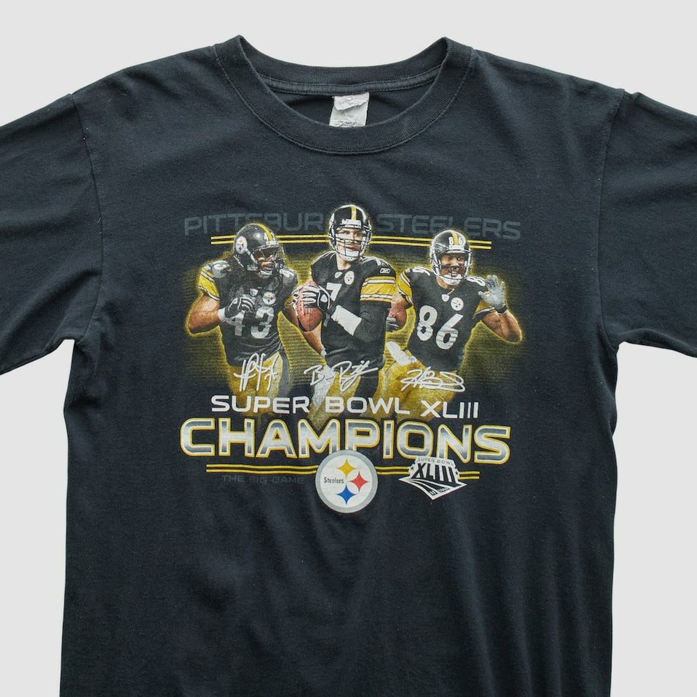 Pittsburgh Steelers Anvil 2009 T-shirt Black Vintage