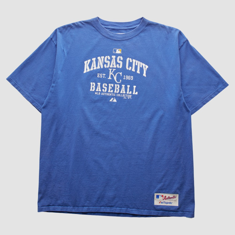 Kansas City Royals Majestic 2000s T-shirt - Blue - 2XL by Fanatics Real Vintage T-shirts