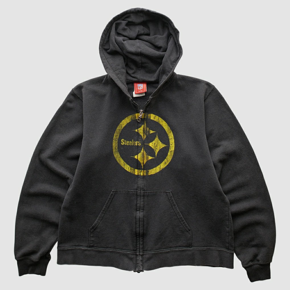 Pittsburgh Steelers NFL 2000s Hooded Full Zip Sweatshirt Black Vintage