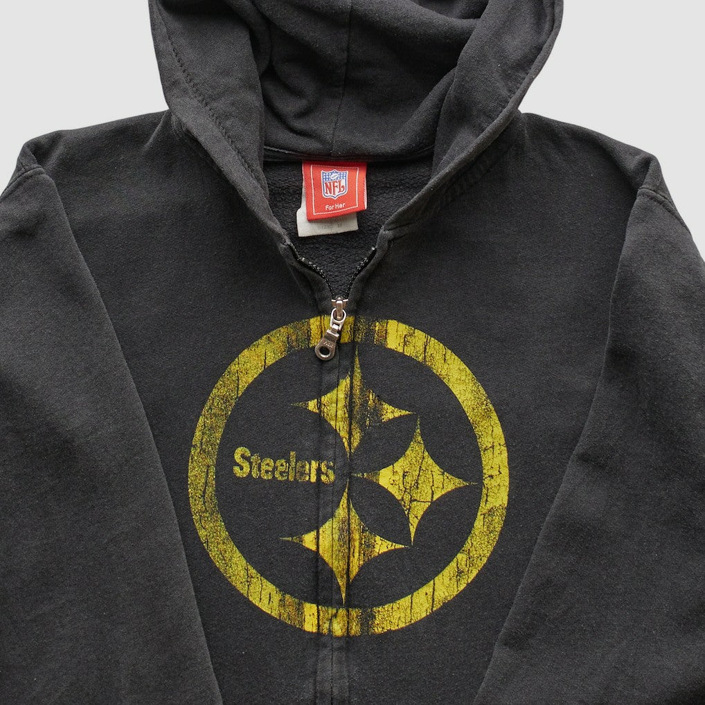 Pittsburgh Steelers NFL 2000s Hooded Full Zip Sweatshirt Black Vintage