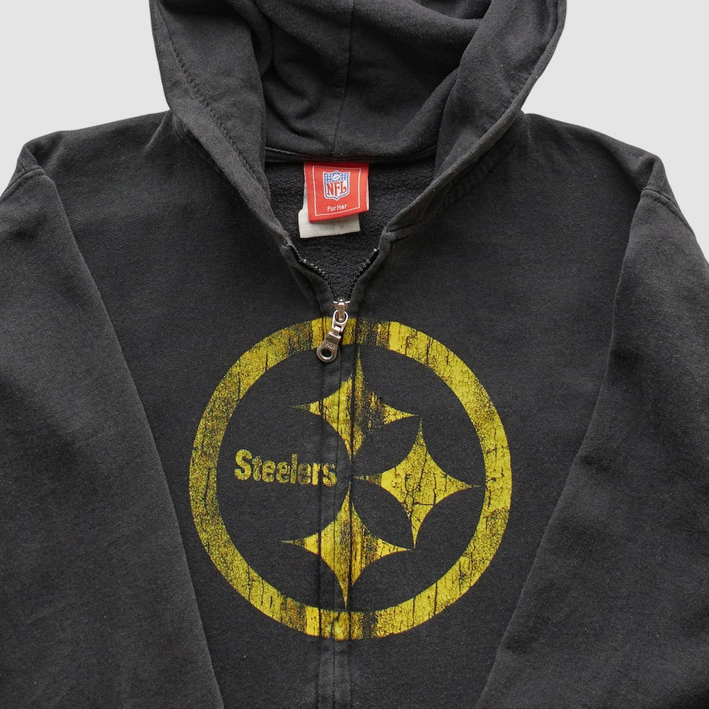 Pittsburgh Steelers NFL 2000s Hooded Full Zip Sweatshirt Black Vintage
