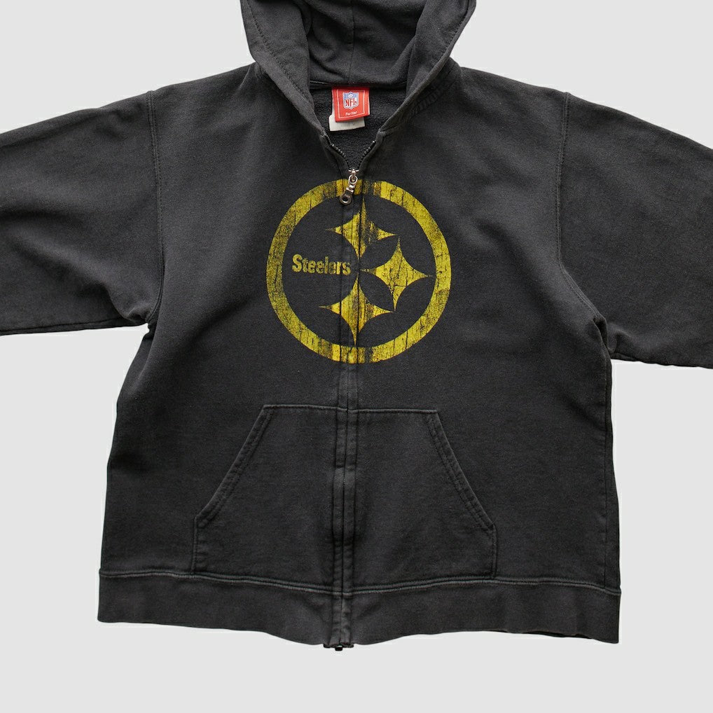 Pittsburgh Steelers NFL 2000s Hooded Full Zip Sweatshirt Black Vintage