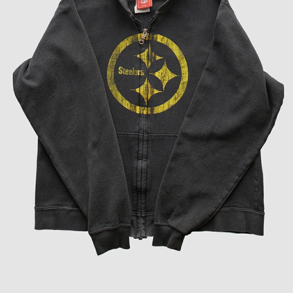 Pittsburgh Steelers NFL 2000s Hooded Full Zip Sweatshirt Black Vintage