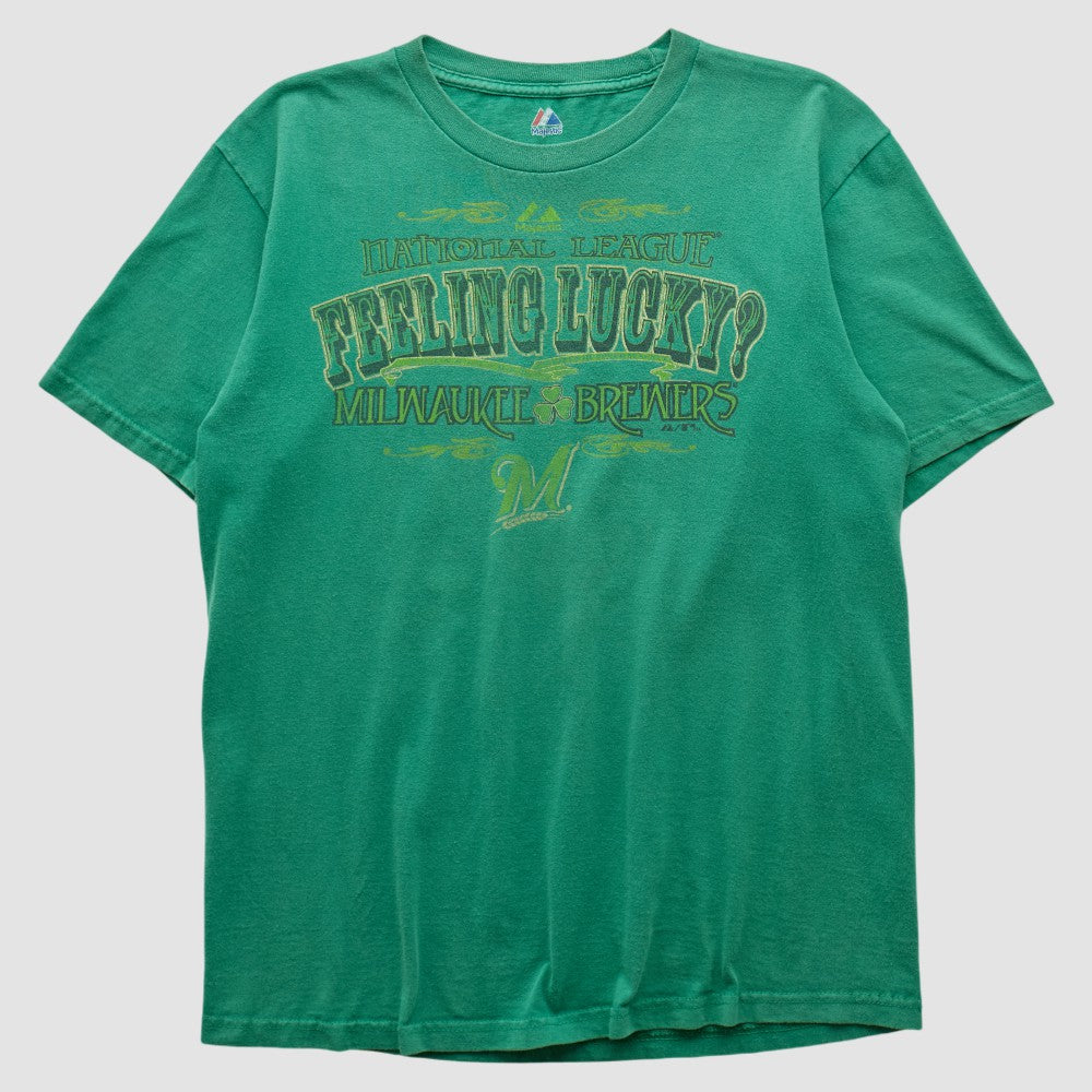 Milwaukee Brewers Majestic 2000s T-shirt - Green - S by Fanatics Real Vintage T-shirts