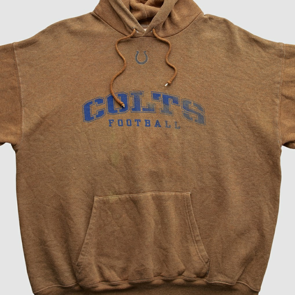 Indianapolis Colts NFL 2000s Hooded Pullover Sweatshirt Brown Vintage