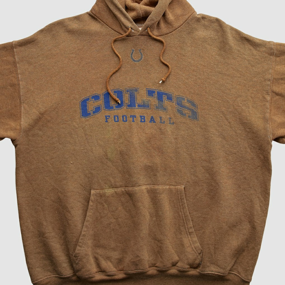 Indianapolis Colts NFL 2000s Hooded Pullover Sweatshirt Brown Vintage